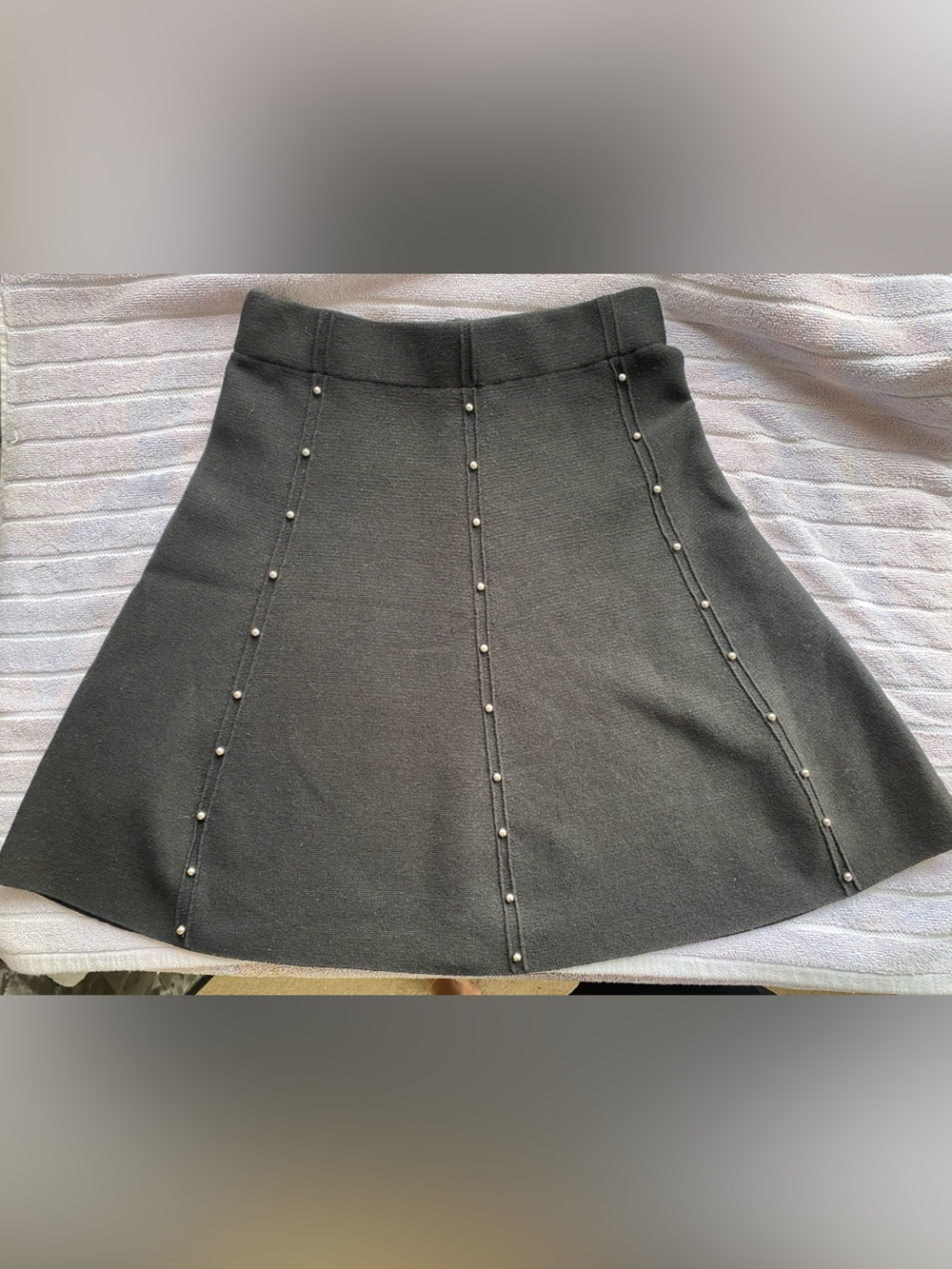 ZARA Basic Black Studded A-Line Knit Mini Skirt - Size xs